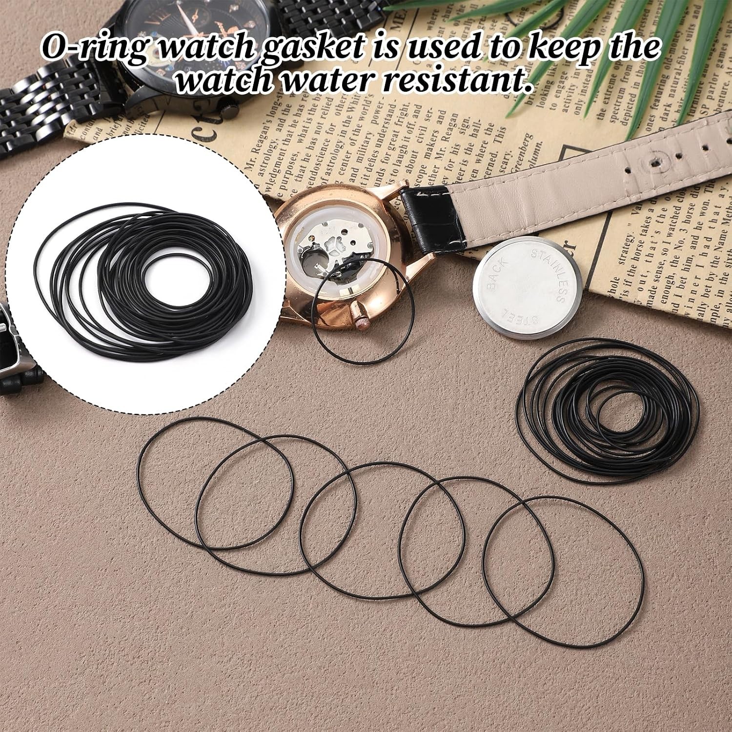 80Pcs O Ring Watch Gasket Set, 0.5/0.6/0.7/0.8 mm Waterproof Rubber Watch Sea…