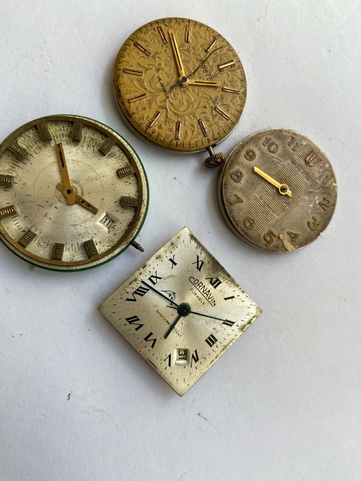VINTAGE MEN WRIST WATCH PARTS NOT WORKING LOT WOSTOK CORNAVIN SLAVA