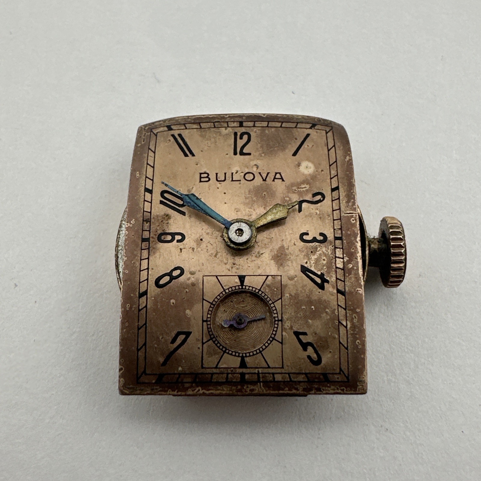 Bulova 8AE Watch Movement 17j W/ Dial & Hands – For Repair