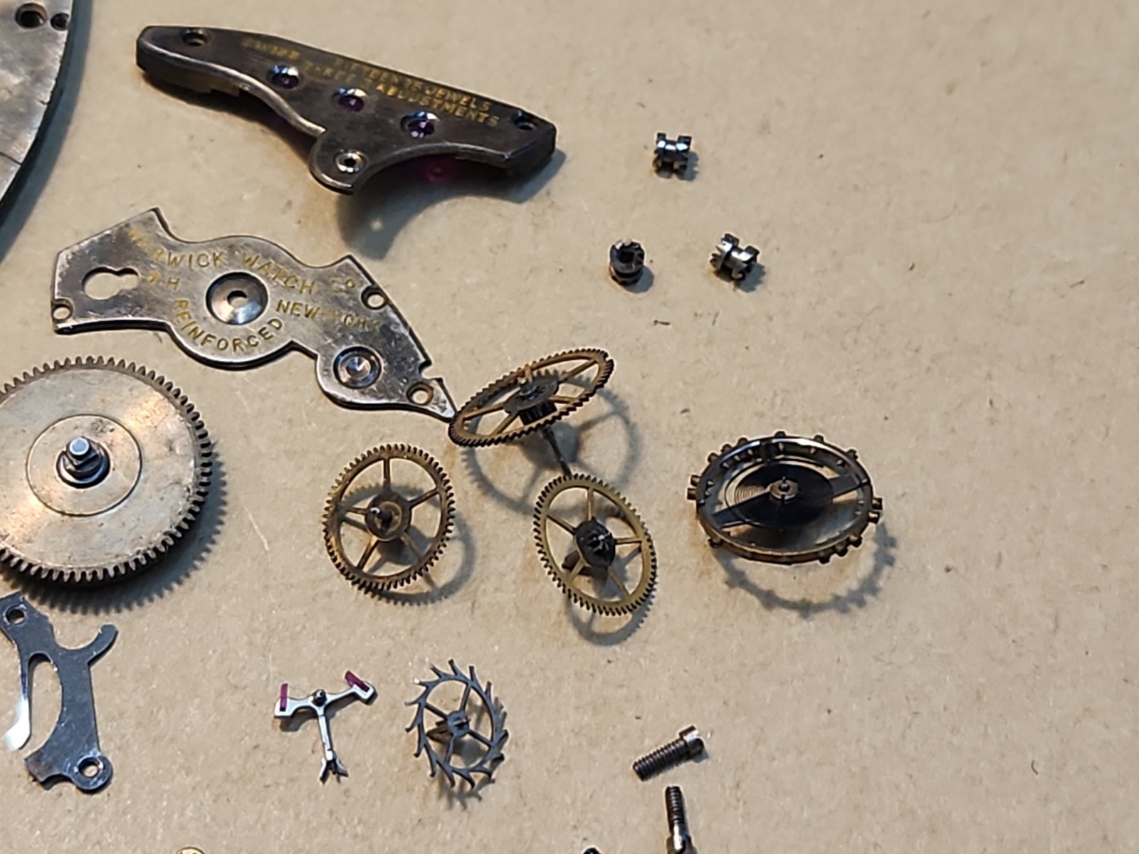 Vintage Tonneau Shape Warwick Swiss 15j 3 Adjustments Movement Parts