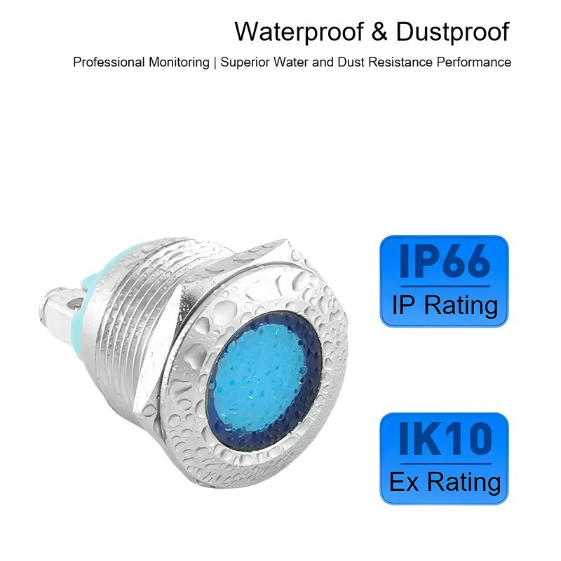19mm Stainless Steel LED Panel Mount Signal Lamp 24V IP66 Rated Industrial Grade