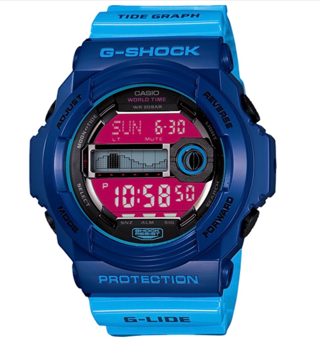 GENUINE Casio G-Shock Blue Resin Watch Band Strap GLX-150-2 + Pins