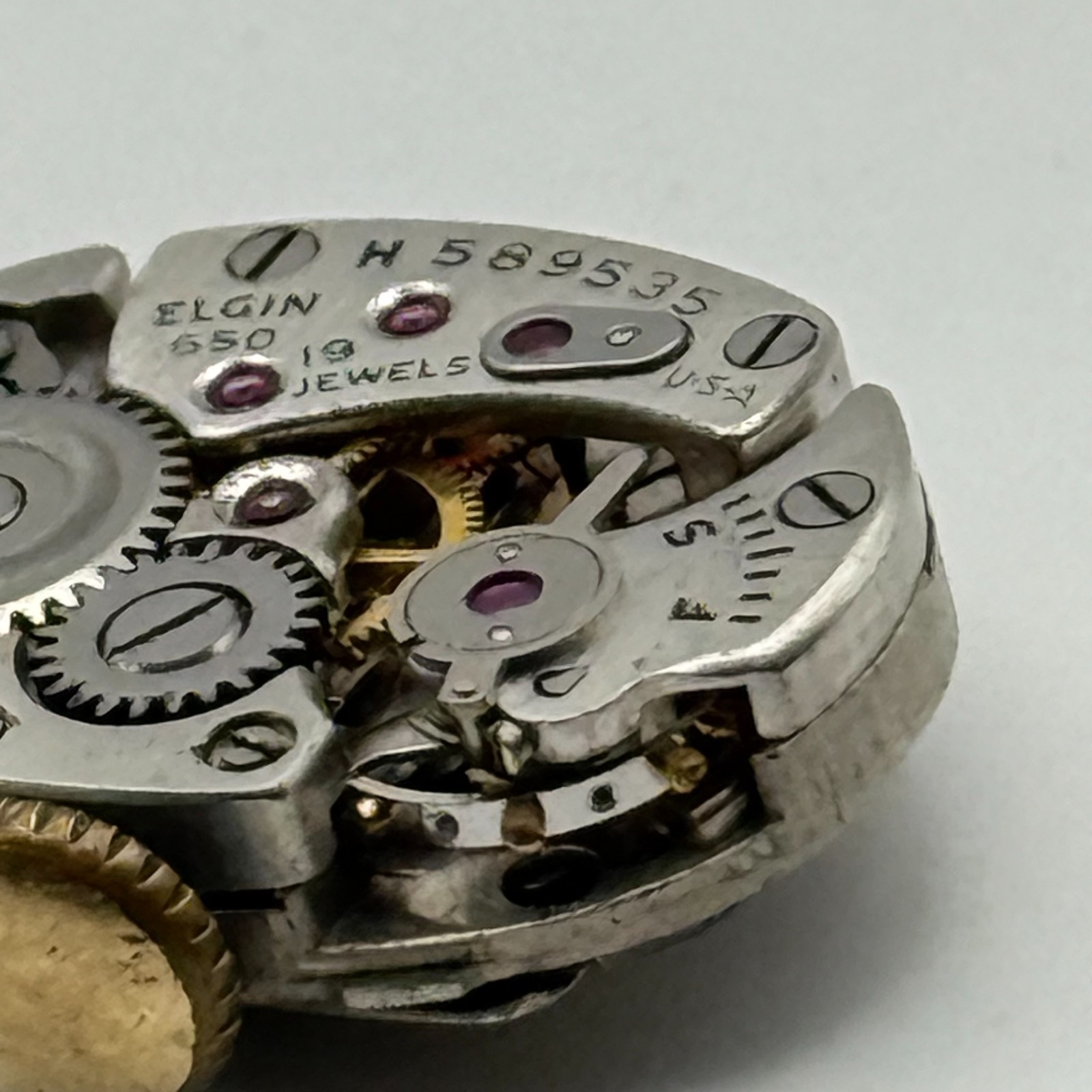 Lady Elgin 650 Watch Movement 19 Jewels U.S.A. Manual Wind Parts Repair 12.7mm