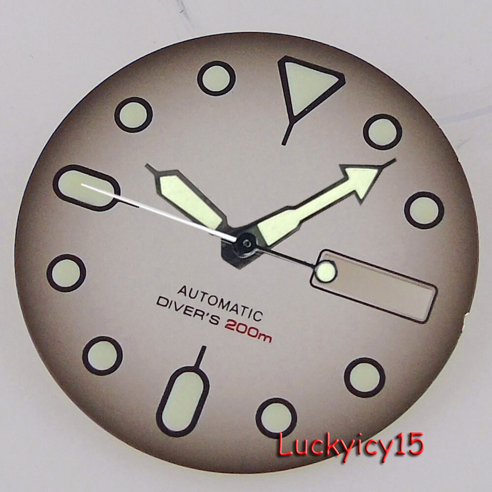 Tandorio 29mm Orange Black Watch Dial Fit NH36 NH36A Automatic Watch Parts Men