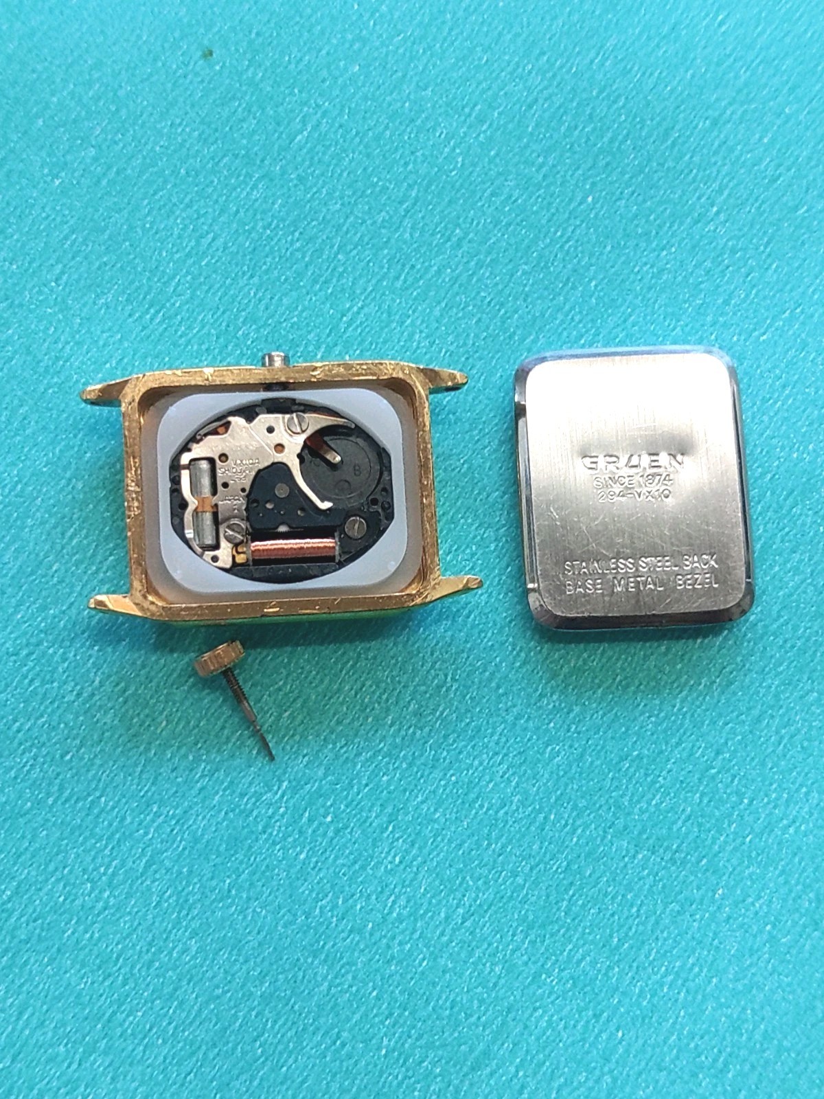 Seiko VX10A Movement,Gruen Dial,Gold Case&Hands. Sets, Runs, Keeps Time 24 Hrs.