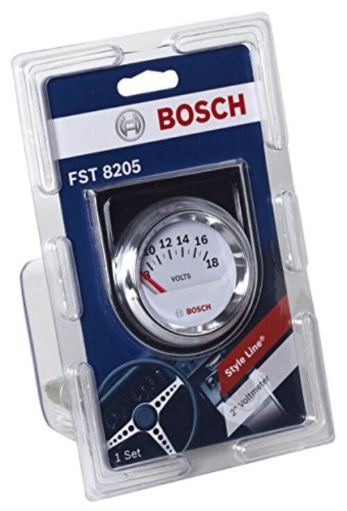 SP0F000043 Style Line 2″ Electrical Voltmeter Gauge (White Dial Face, Chrome