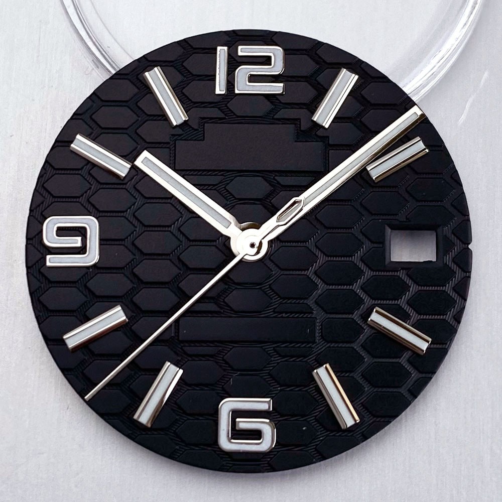 Black Blue Sterile 28.5mm Honeycomb Watch Dial fit NH35 Dive Watch Part Luminous