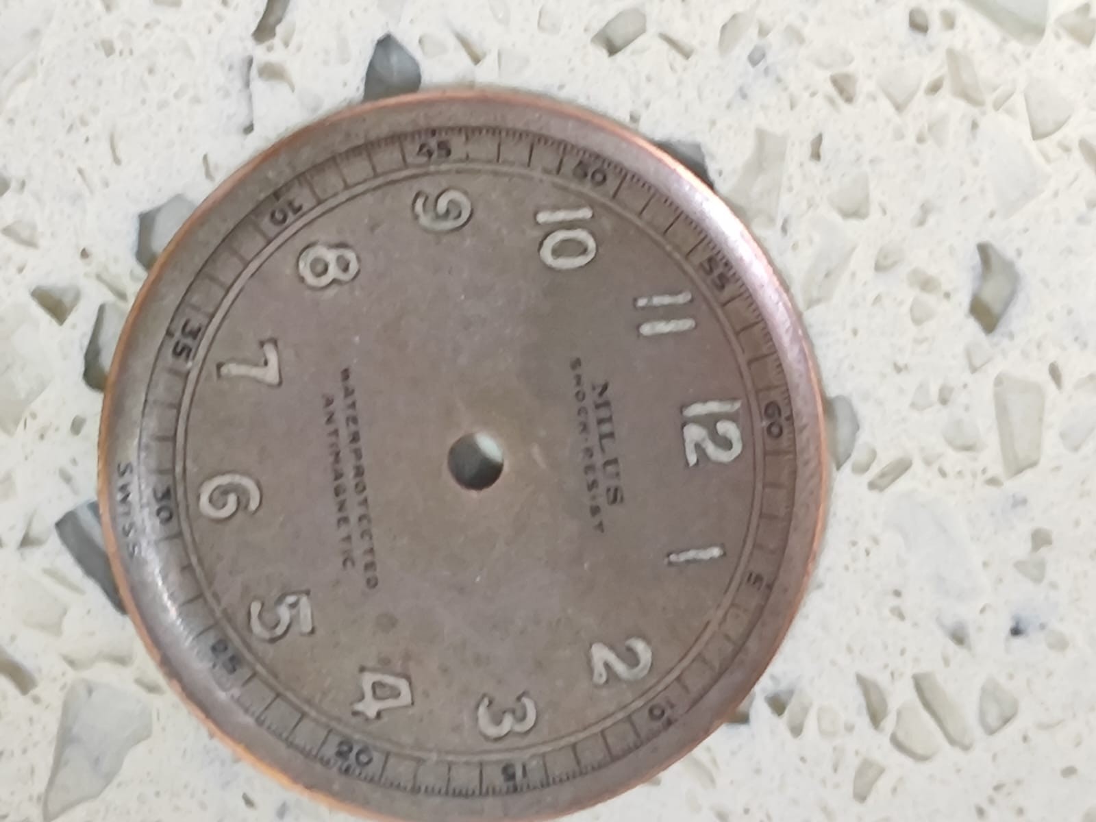 Vintage 1940s MILUS Military Style watch part Dial Brown 27mm Used