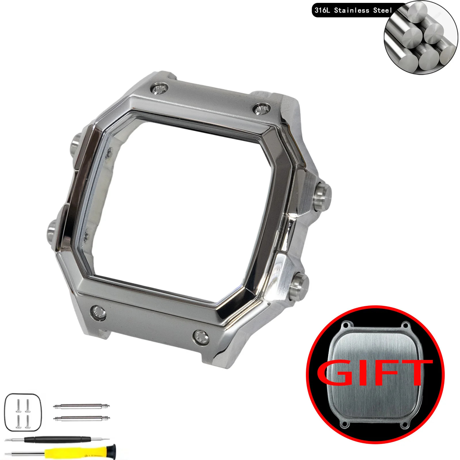 Royale Mod Compatible with Casio AE1200 Watch Case 316LSS V1 Back Cover Combo