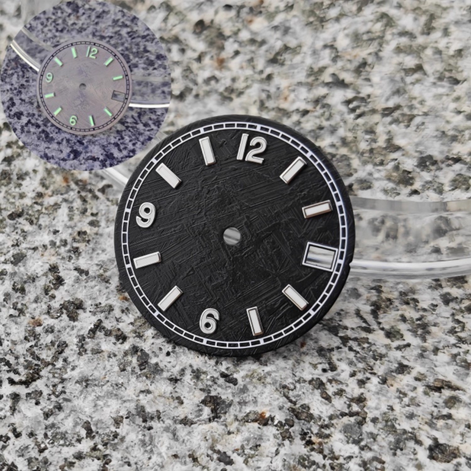 NH35 dial 28.5mm digital meteorite pattern green night light for NH35 movement