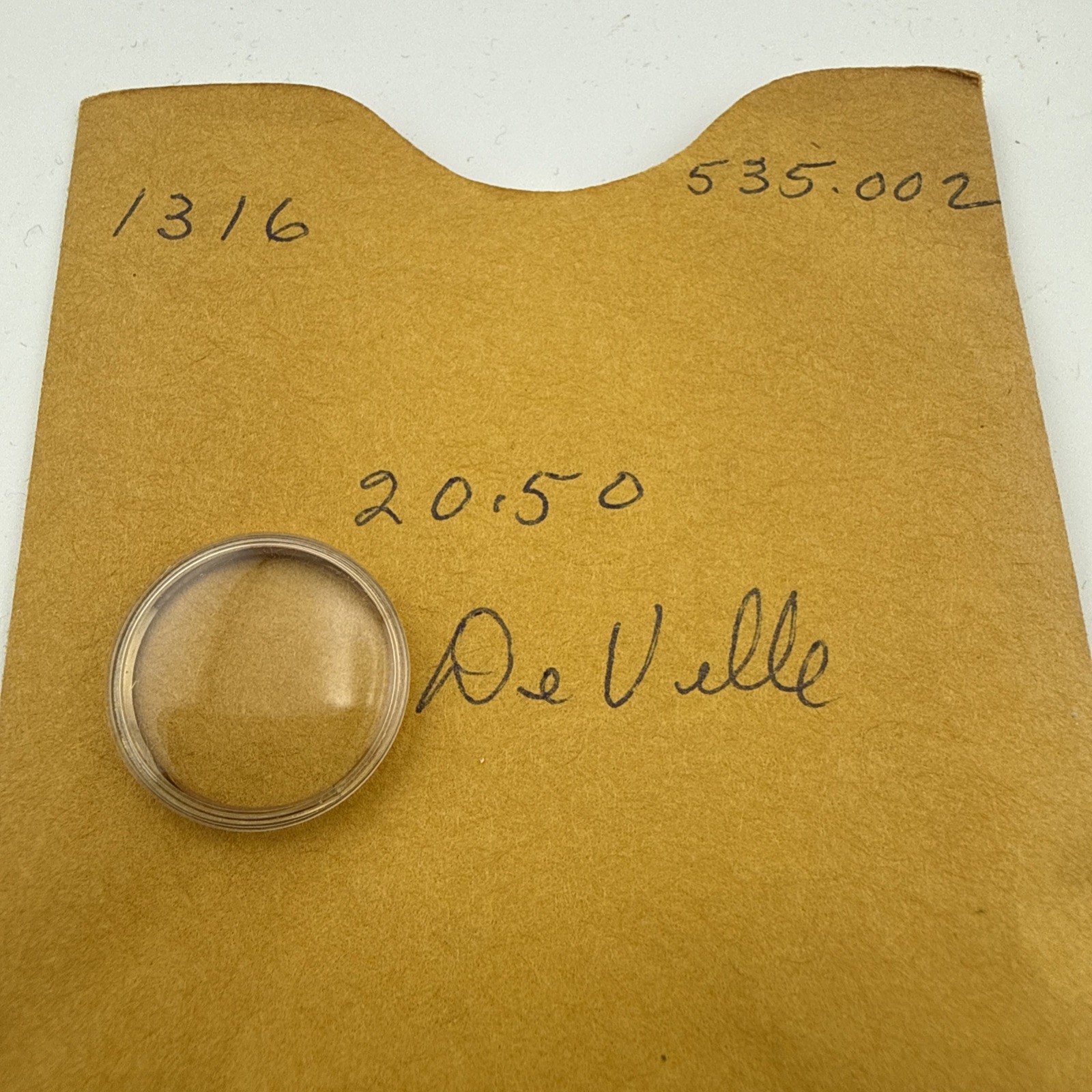 New Old Stock Vintage Omega 20.5 mm Plastic Crystal and Ring For 535.002 Deville