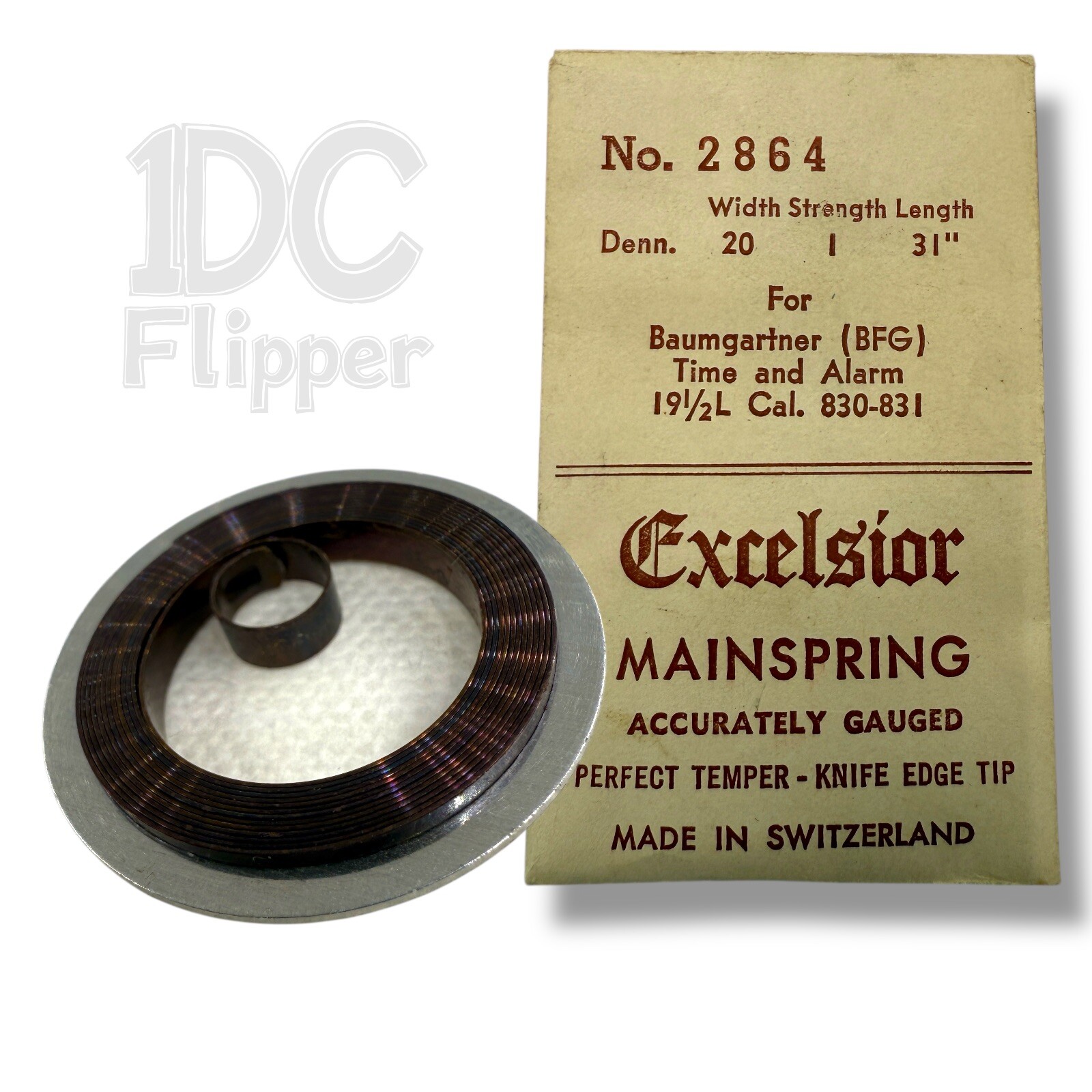 Baumgartner Mainspring BFG 830 Pocket Watch Part 2864 20 x 1 x 31 NOS Read!