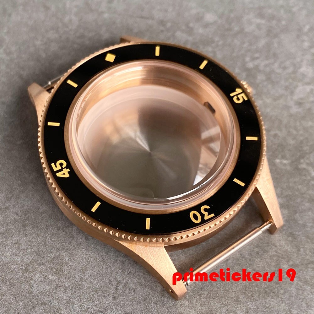 Cusn8 Real Bronze Diver 40mm Watch Case Domed Sapphire Lume Bezel Fit NH35 NH36