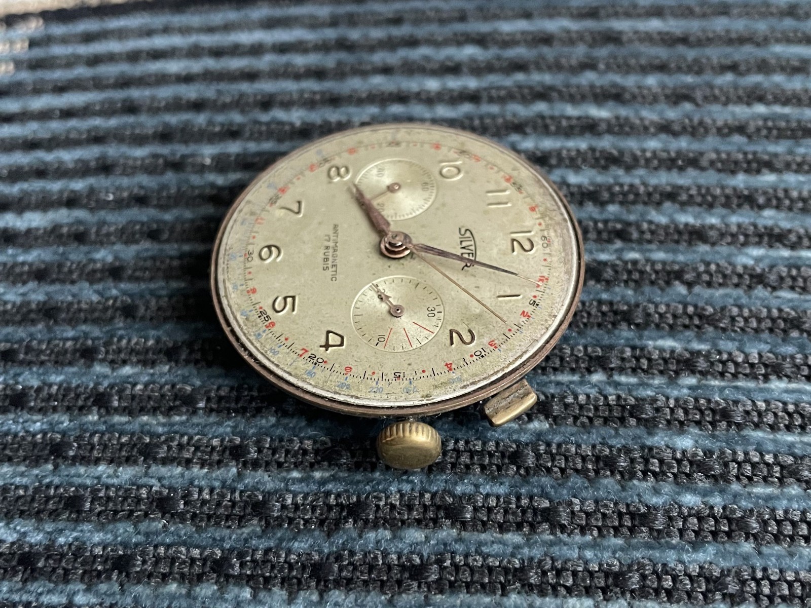 Vintage SILVER Chronographe Swiss Watch 17 Jewels movement Landeron 48