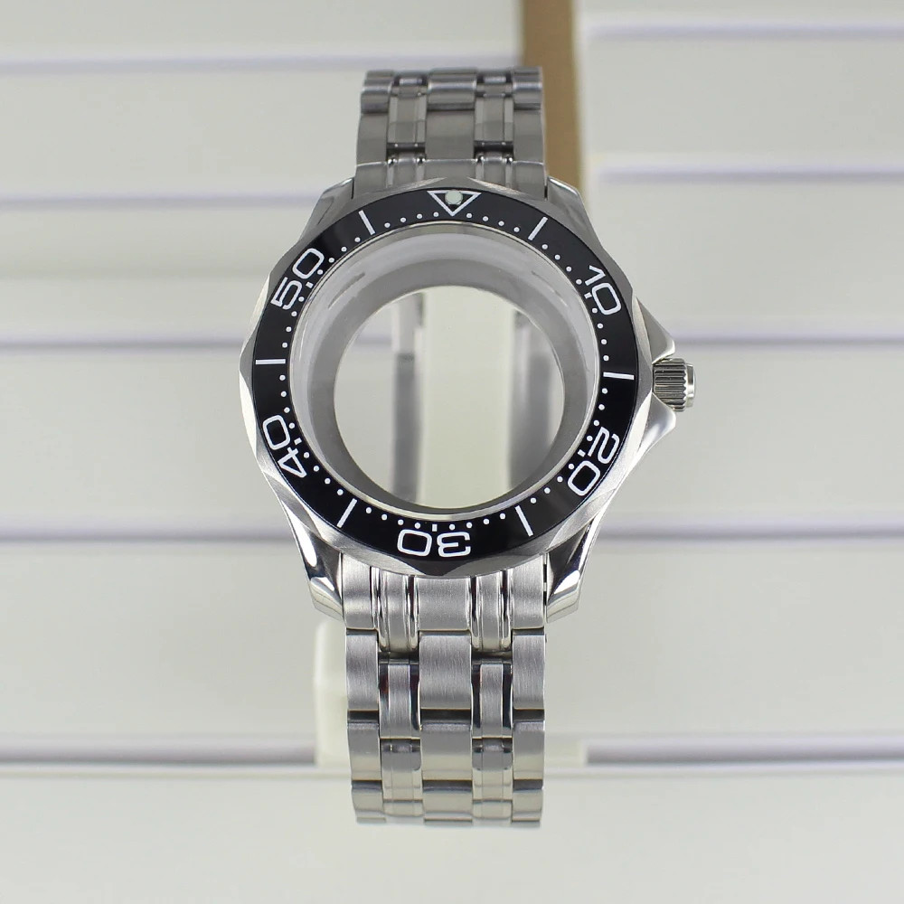 41mm Watch Case+Strap Sapphire Glass Seamaster 300 Mod For Seiko NH35/36Movement