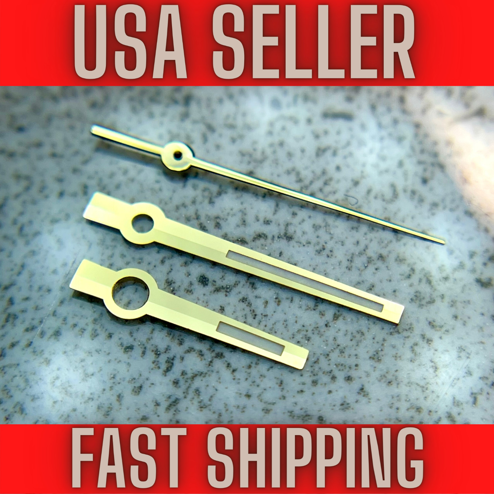 Gold “BATON” Hands Fits NH35,NH36,7s26,7s36 SKX00, 7002. Green luminous