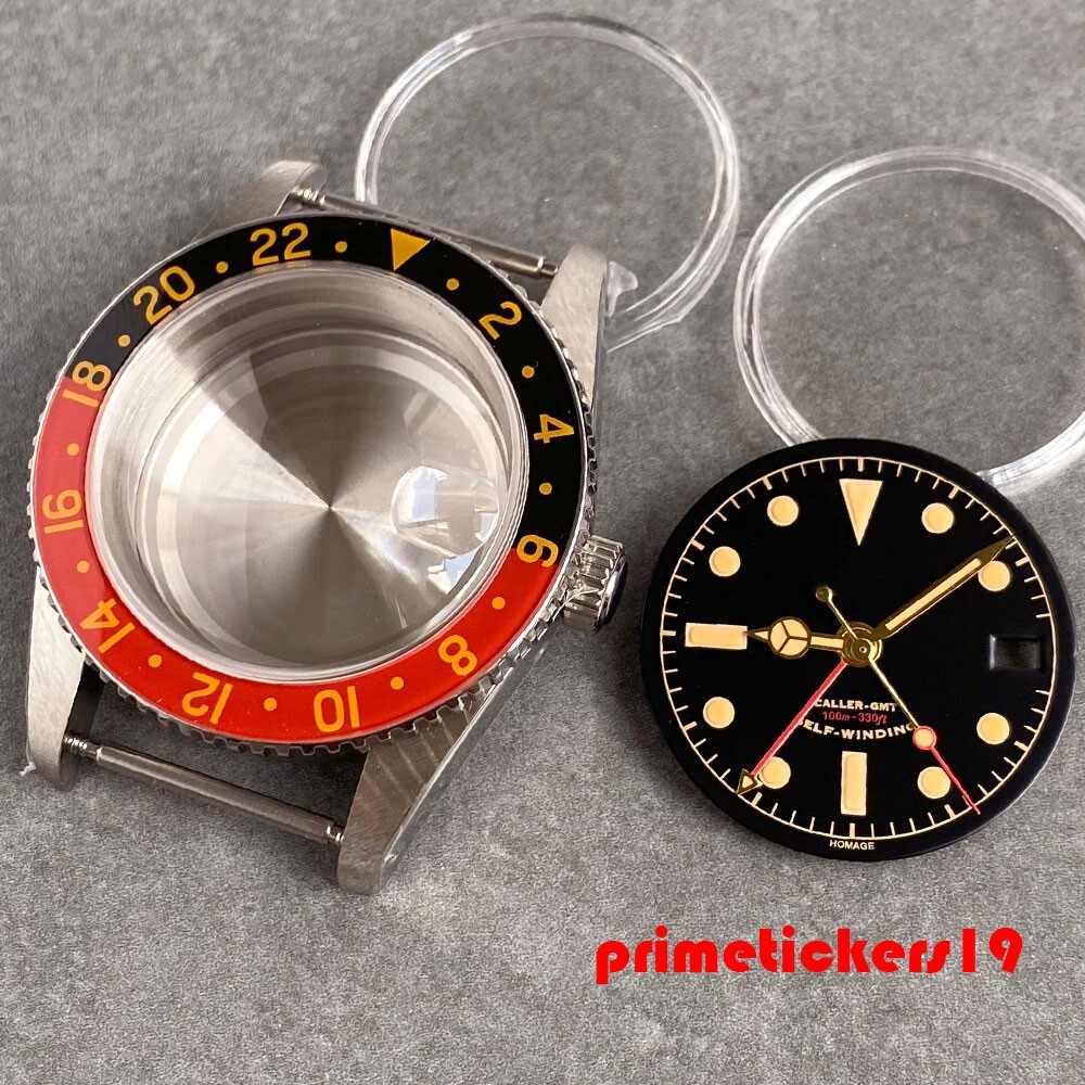 Fit NH34 GMT Wristwatch Parts 38mm Dive Watch Case+Dial+Hands Sapphire 24H Bezel