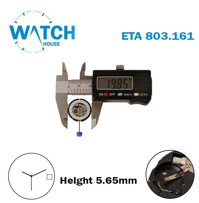 ETA 803.161 Swiss Quartz Movement , White Date Disk 3, 3Hands, H:5.65mm