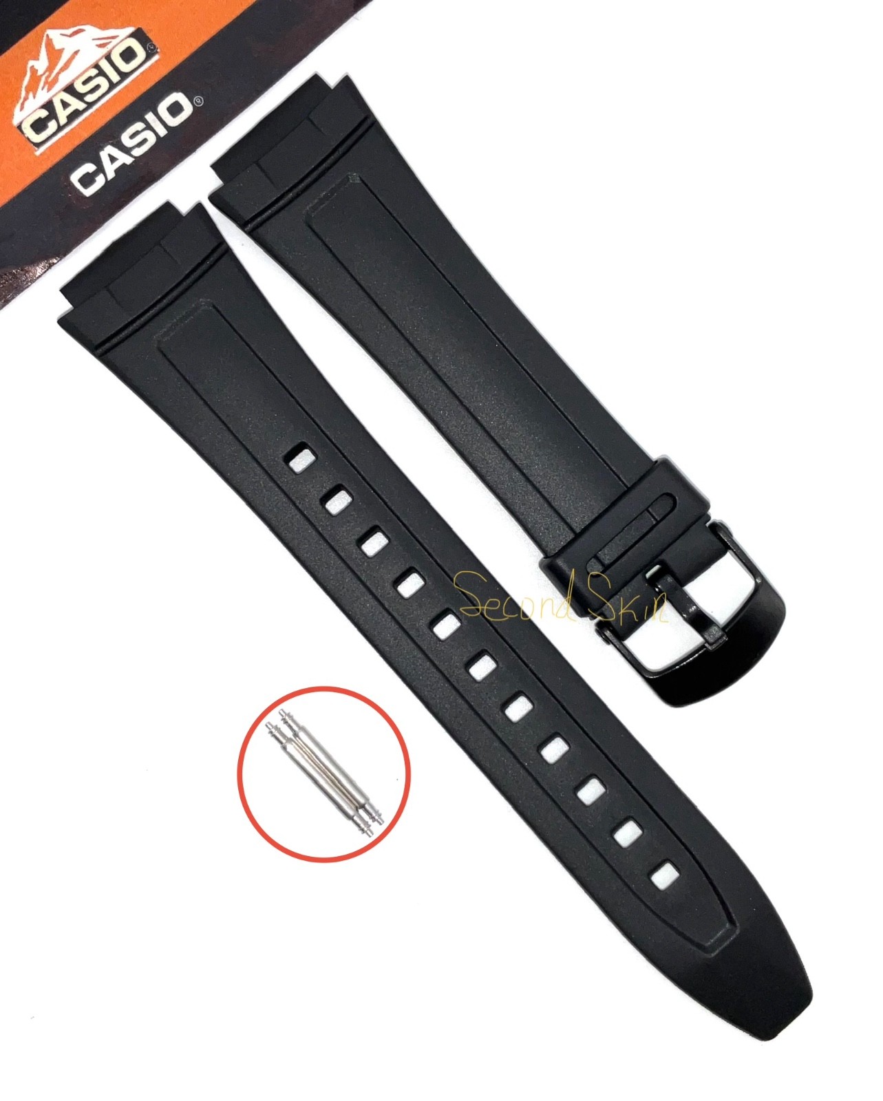Genuine Casio Black Watch Band Strap Resin AW-80-1A2V AW-82-7AV + Pins