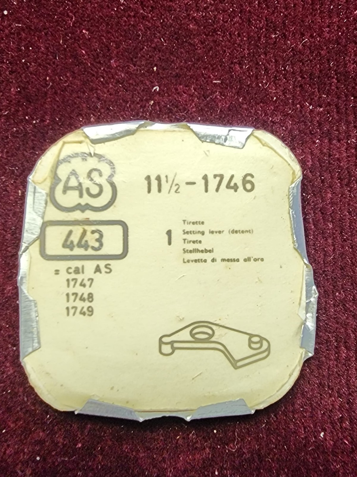 Vintage Swiss Watch Parts – AS 11½–1746 & H 6¾–123 Setting Levers No. 443 – Pre-