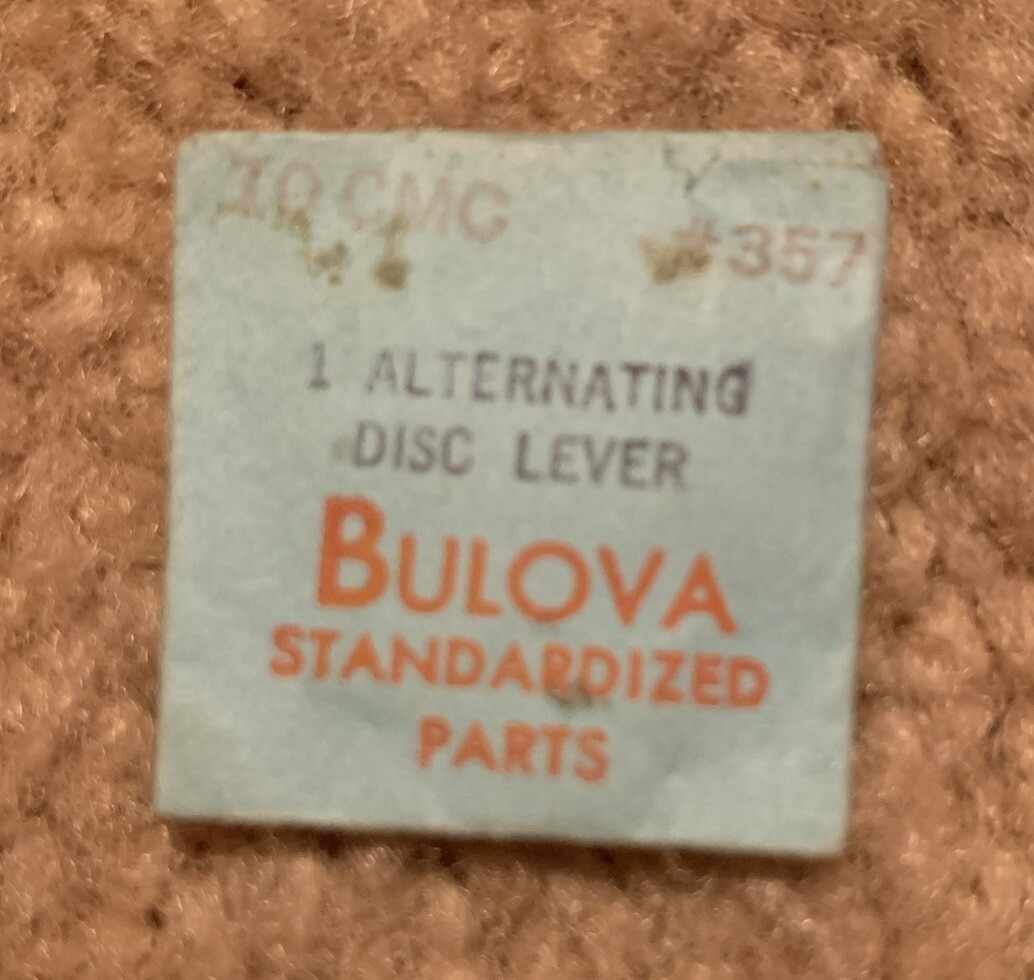 Genuine Bulova Standardized Parts 10CMC #357 Alternating Disk Lever Sealed