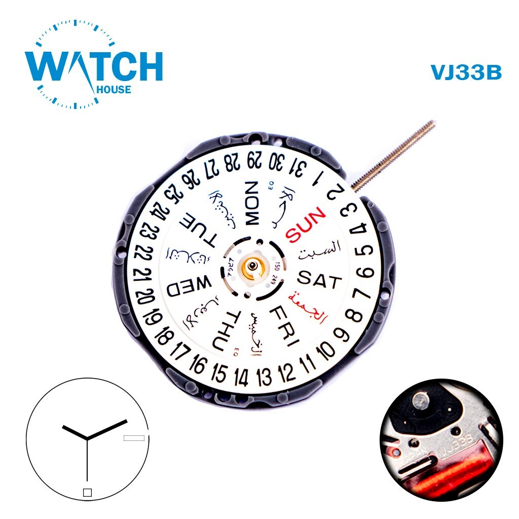 SEIKO VJ33B JAPANESE MOVEMENT, 2 DISK (DAY-DATE) , DATE DISK AT 6.