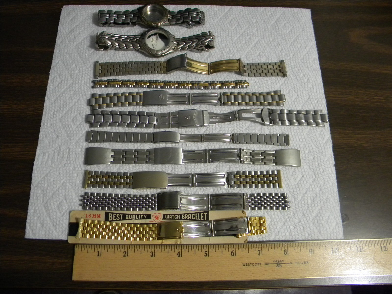 Lot of 11 Men’s Ladie’s Stainless or Other Watch Bands with Deployment Clasps #2