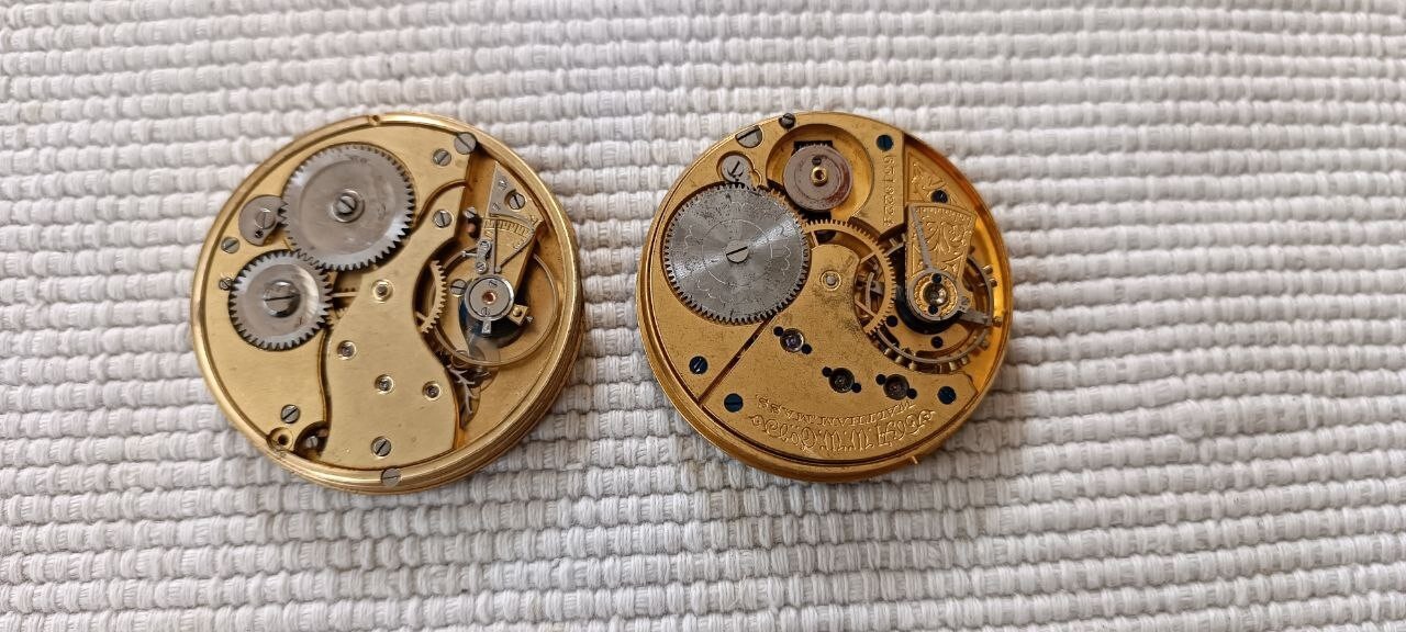 LOT OF 2 MOERIS AND WALTHAM POCKET WATCH MOVEMENTS X REPAIR /PARTS