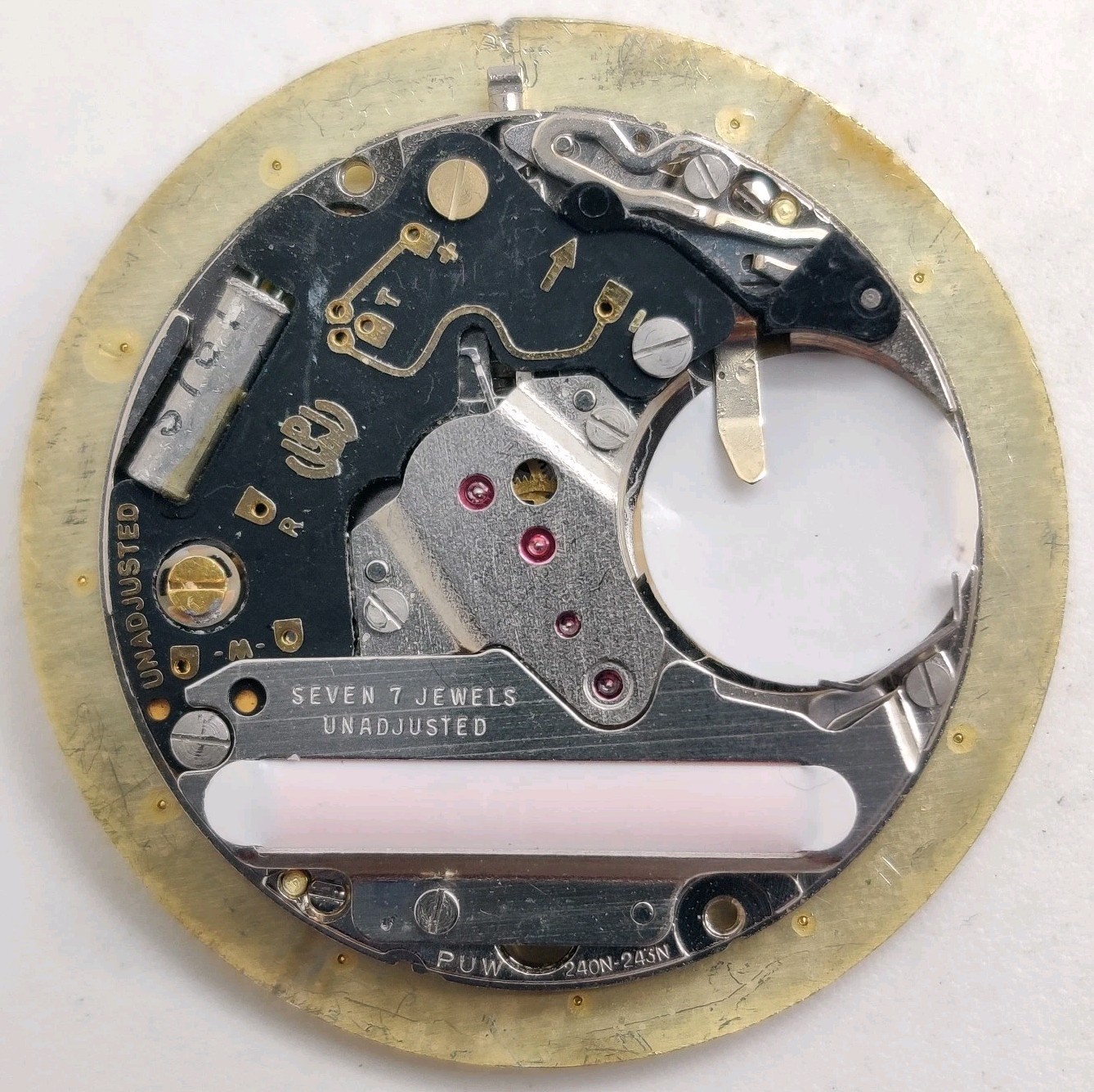 Vintage PUW Cal. 240N-243N Swiss quartz watch movement Works