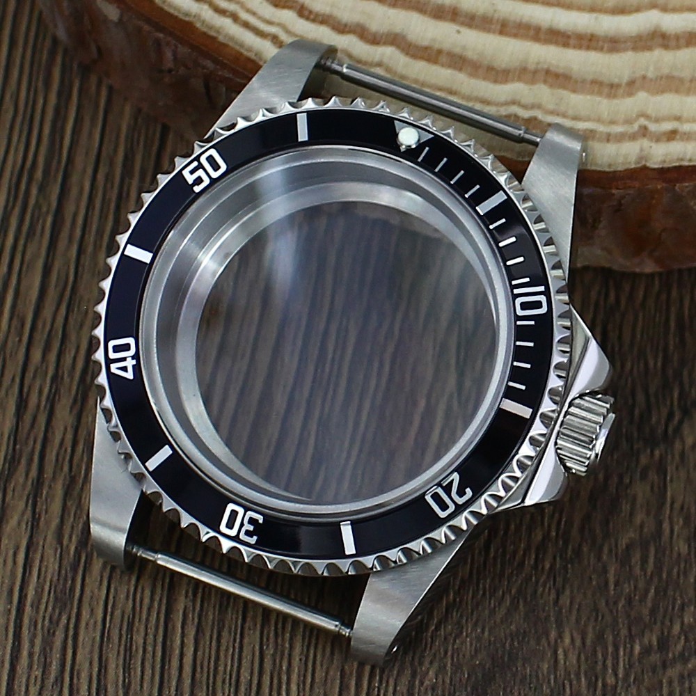 Sapphire Steel Watch Case 38mm Silver Modify SUB Mod 10ATM For Seiko NH35 36 38