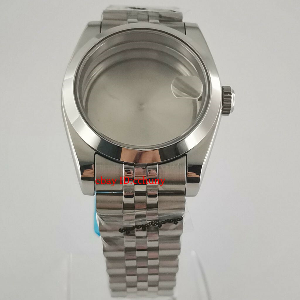 36mm Sapphire SteelWatch Case Jubliee Bracelet Solid Back For NH35 NH36 Movement