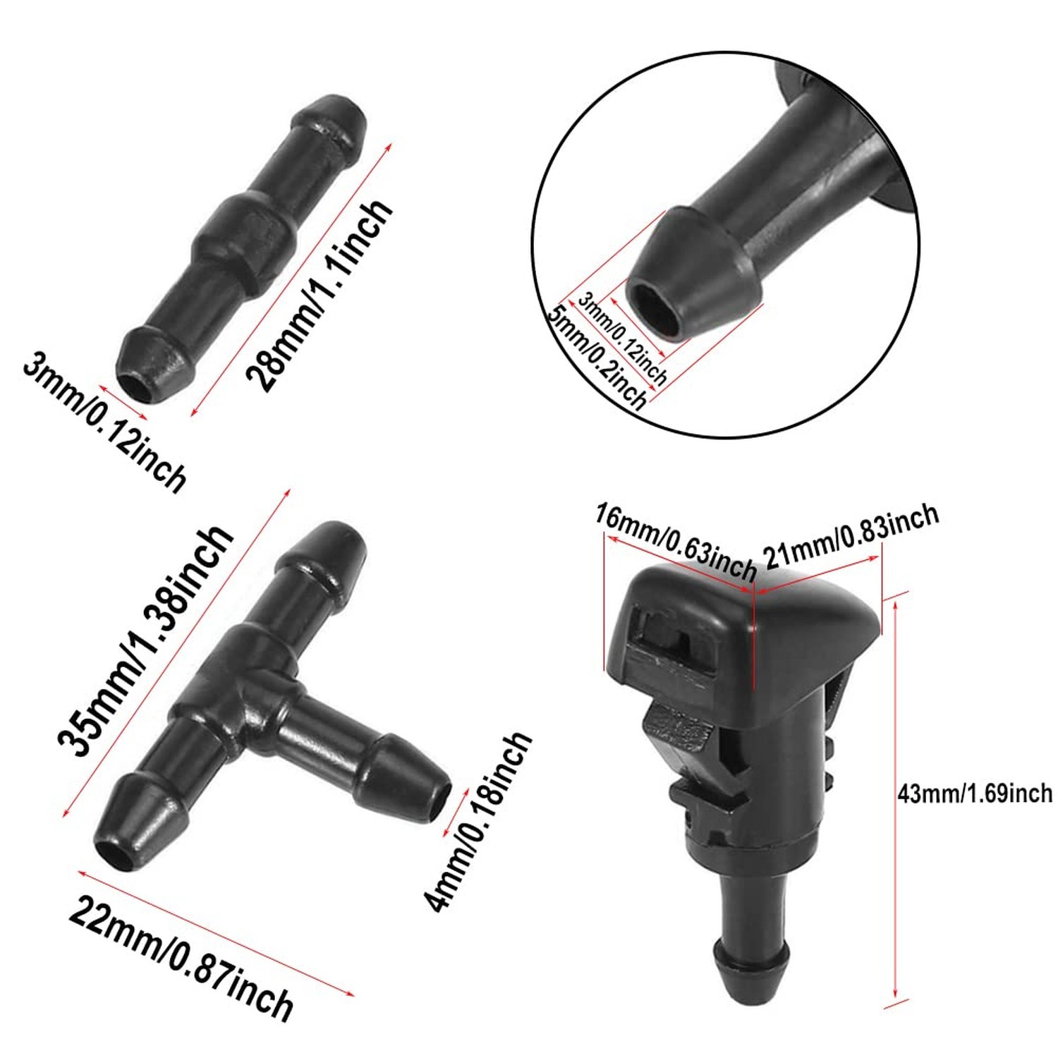 7pcs Front Windshield Washer Nozzles Kit, Replacement for Chrysler, Jeep, Dod…