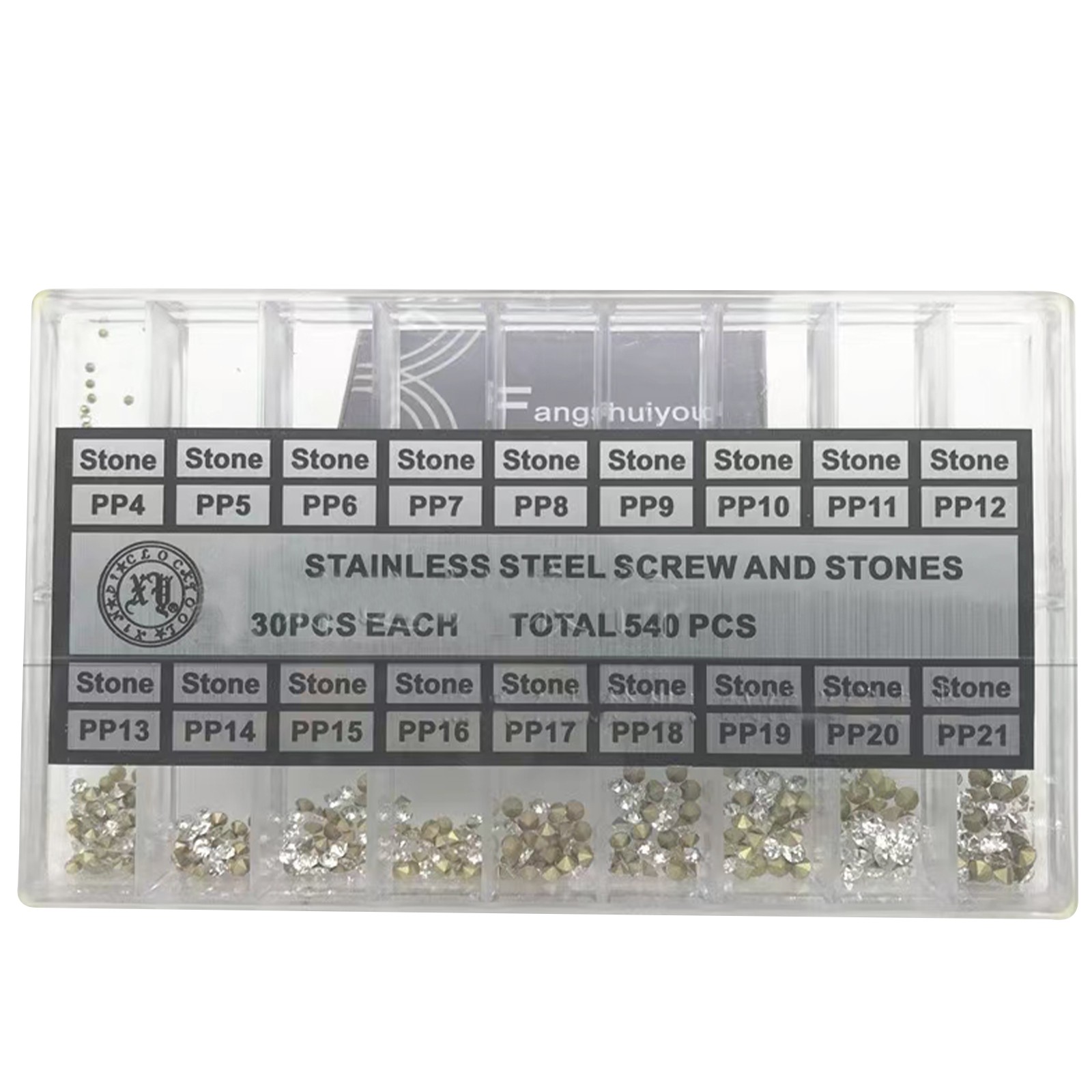 540Pcs Watch Rhinestone Replacement Acrylic 18 Sizes Watch Repair Tools