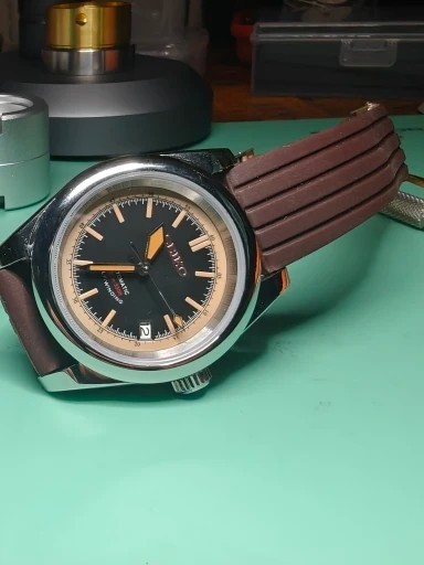 28.5mm Watch Dial Retro Navy Blue Black NH35 NH34 Movement 3.8 Crown Dive Men