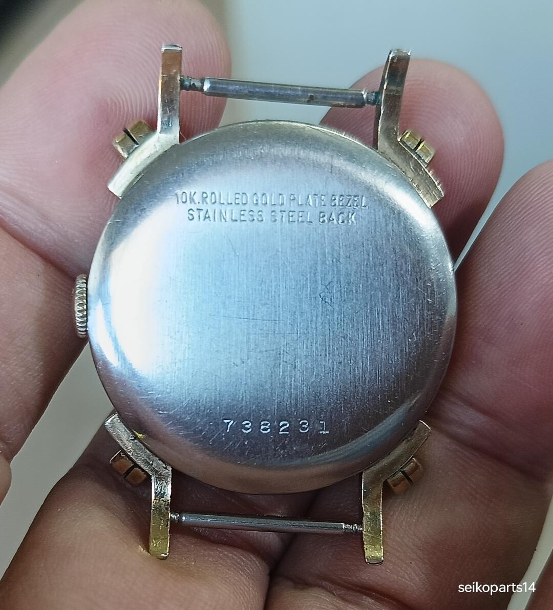 ORIGINAL BENRUS BB 4 ANTIQUE 1950s 10K ROLLED GOLD PLATE PARTS REPAIR ETA 900
