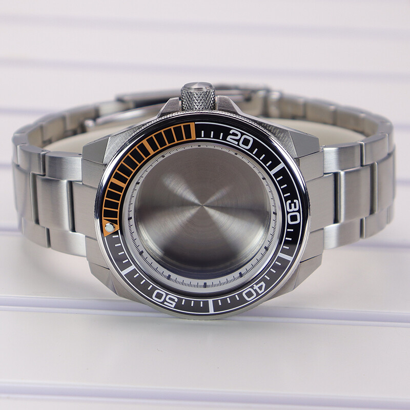 Silver Seiko Samurai Watch Case 904 strap Sapphire For NH35 Movement 28.5mm Dial