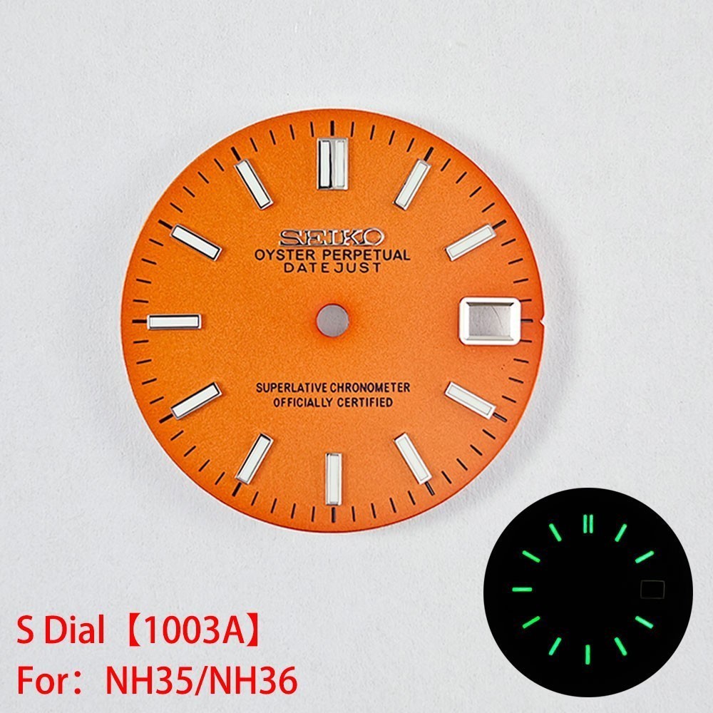 28.5mm Sunburst Watch Dial Green Blue Luminous Date Fit Nh35 Nh36 Movement