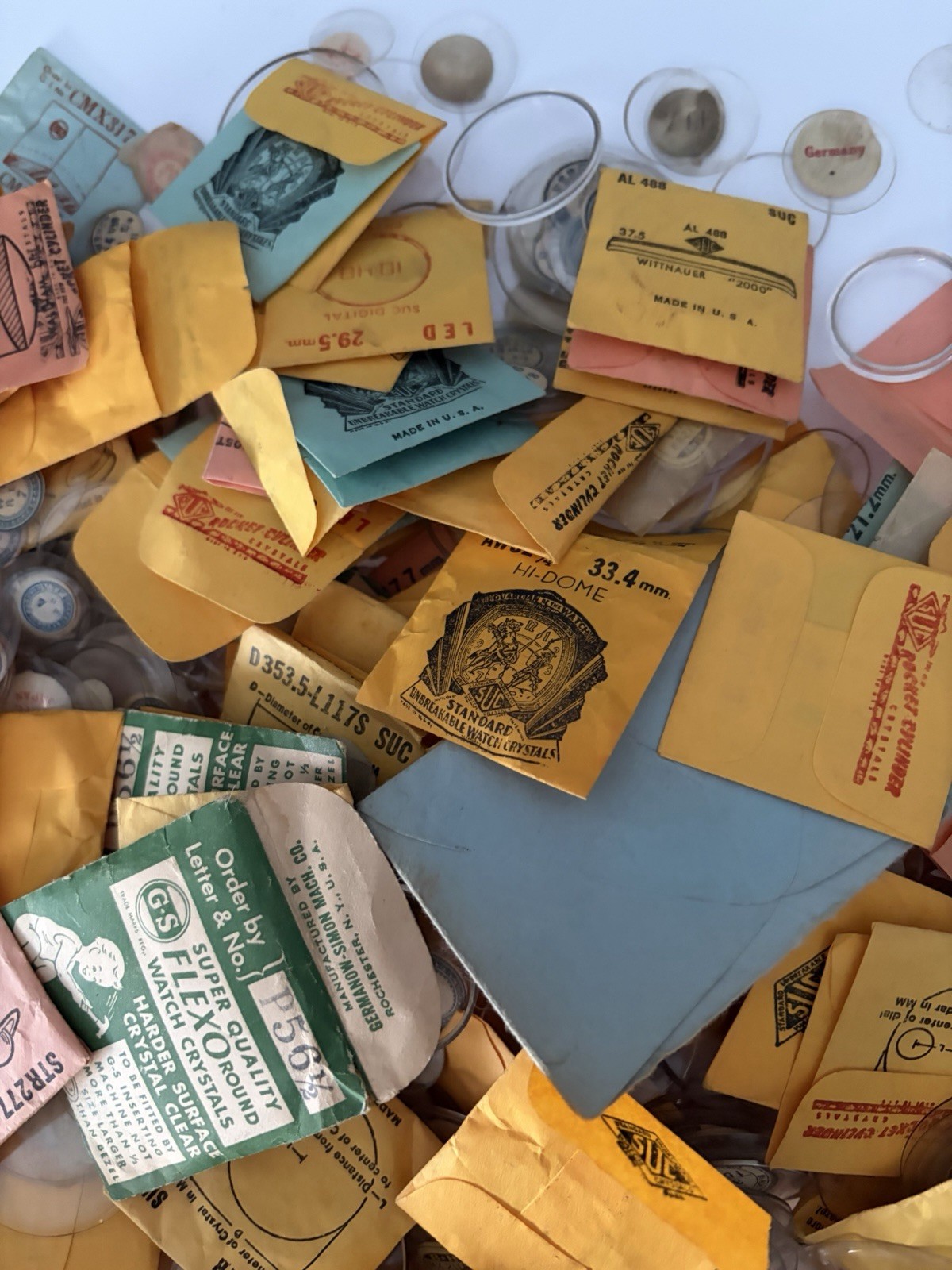 Huge Lot Of 2.12 lb Vintage Old Stock Watch Crystals GS VTF France AWC HiDome