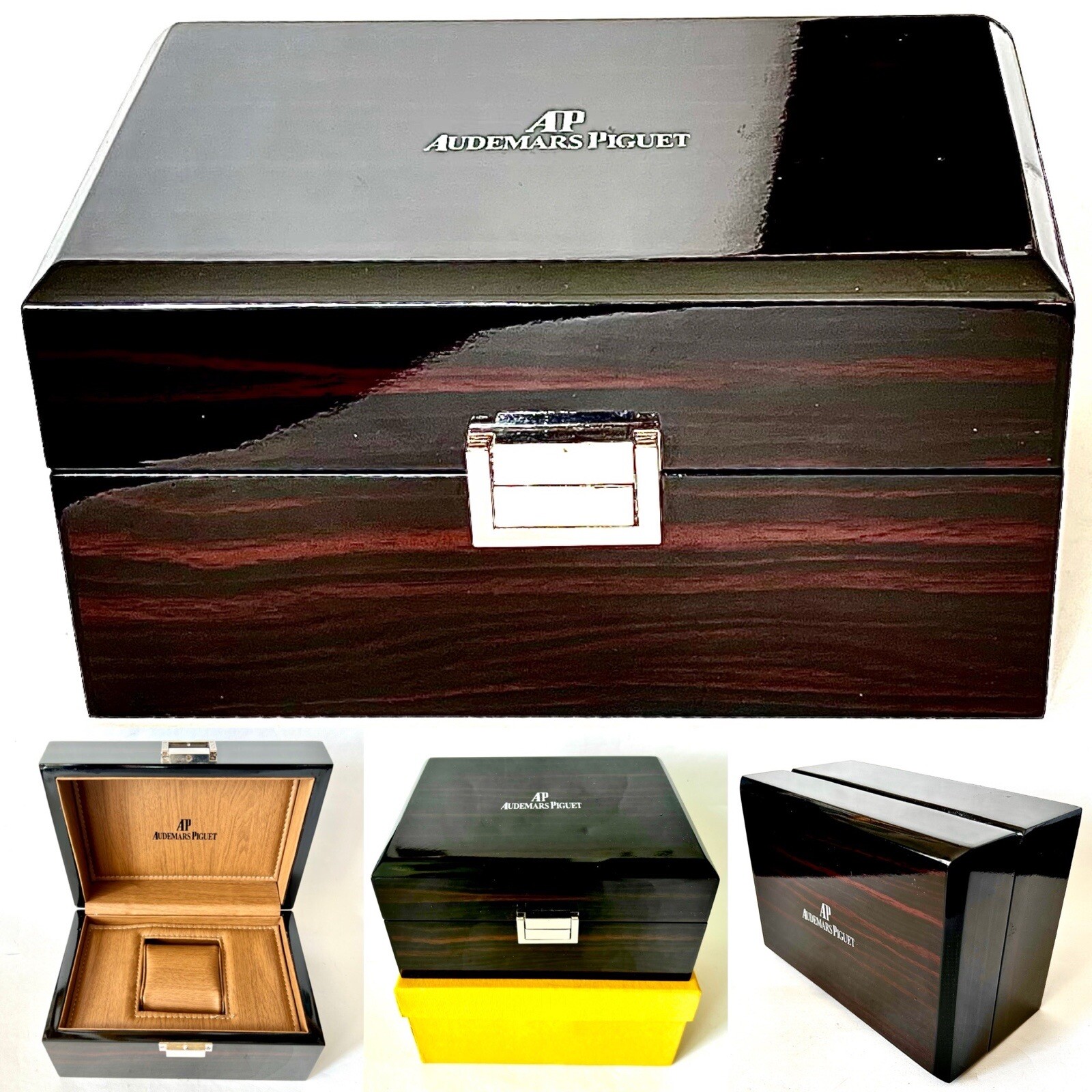 Original Swiss “Audemars Piguet” Walnut Watch Case & Outer Box (8”x6”x 6”, 935g)