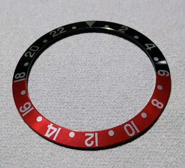 37.5mm Metal Bezel insert Red Black GMT For Rolex Sub 16610 16800 Seiko Mod Coke