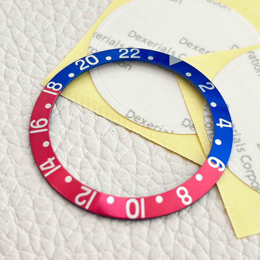 38MM Replacement GMT Aluminum Red Blue RETRO Pepsi SLOPED Bezel Insert US Seller