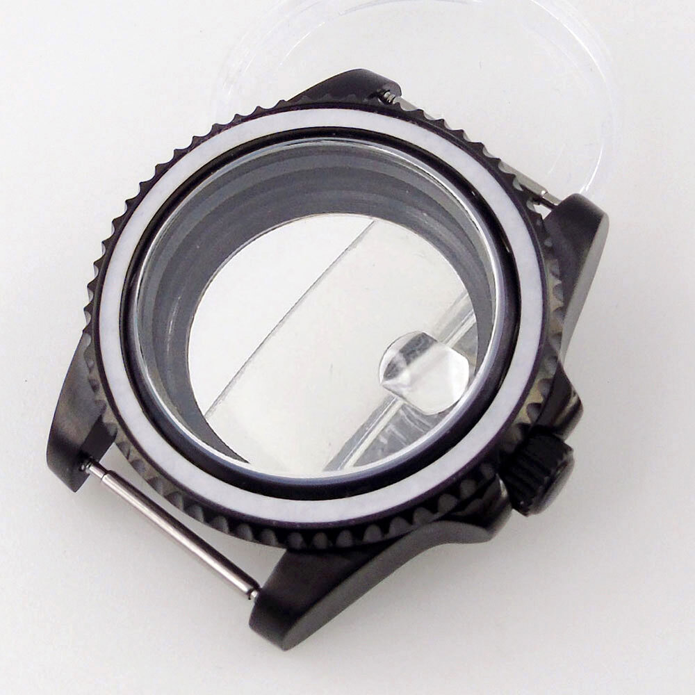40mm Black PVD Sapphire Glass Watch Case Fit NH35A NH36A MIYOTA ETA2824 PT5000