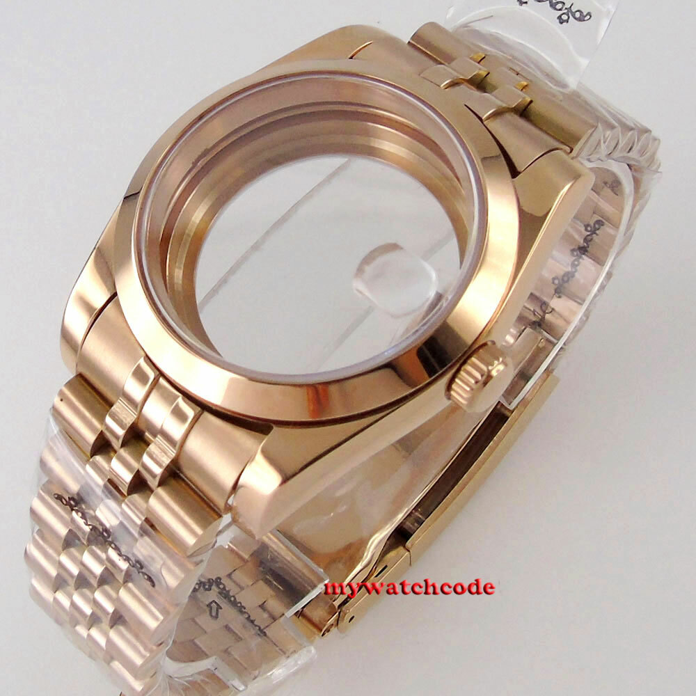 Rose golden 36mm 39MM sapphire glass Watch Case fit eta 2836 2824 8215 NH35 NH36