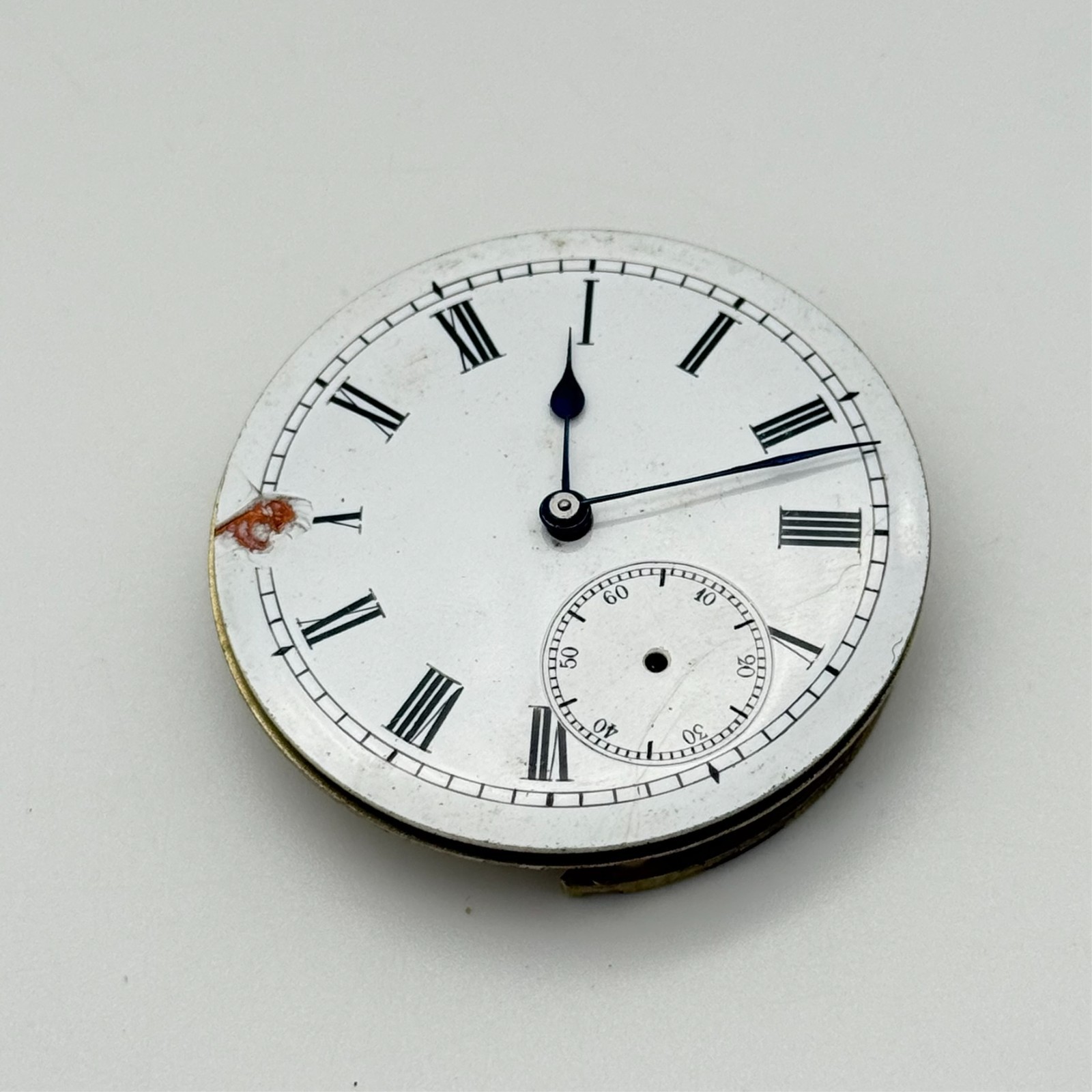 Antique Brevete 9878 Mechanical Pocket Watch Movement, Small Sec, 44mm FOR PARTS