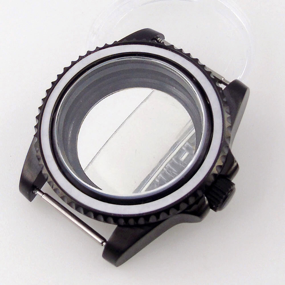 40mm Black PVD Sapphire Glass Watch Case Fit NH35A NH36A MIYOTA ETA2824 PT5000