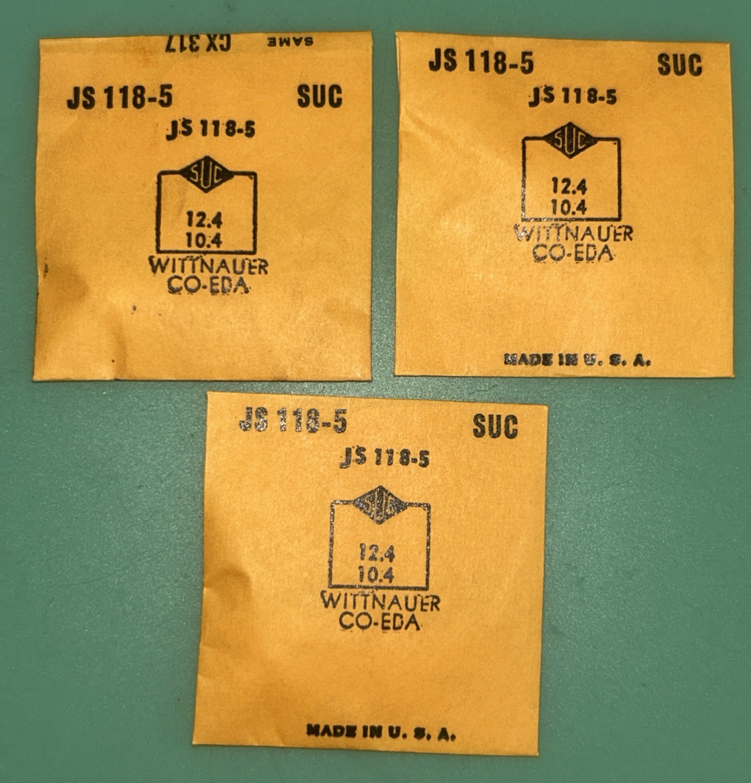 SUC – Crystal – Part JS 118-5 – 12.4×10.4mm NOS – Three Crystals One Price – NOS