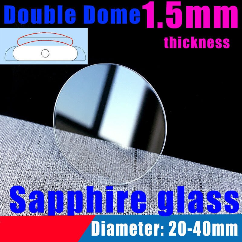 Watch Crystal Glass Round Watch Mineral Lens 20-40mm 1.5mm Double Dome Sapphire