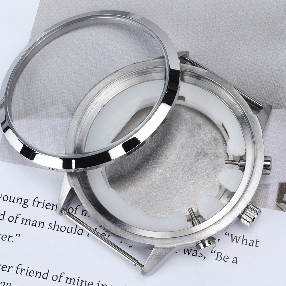 Retro Aviator Watch Case Brushed 46.8mm Stainless 10ATM For Seiko VD53 Movement