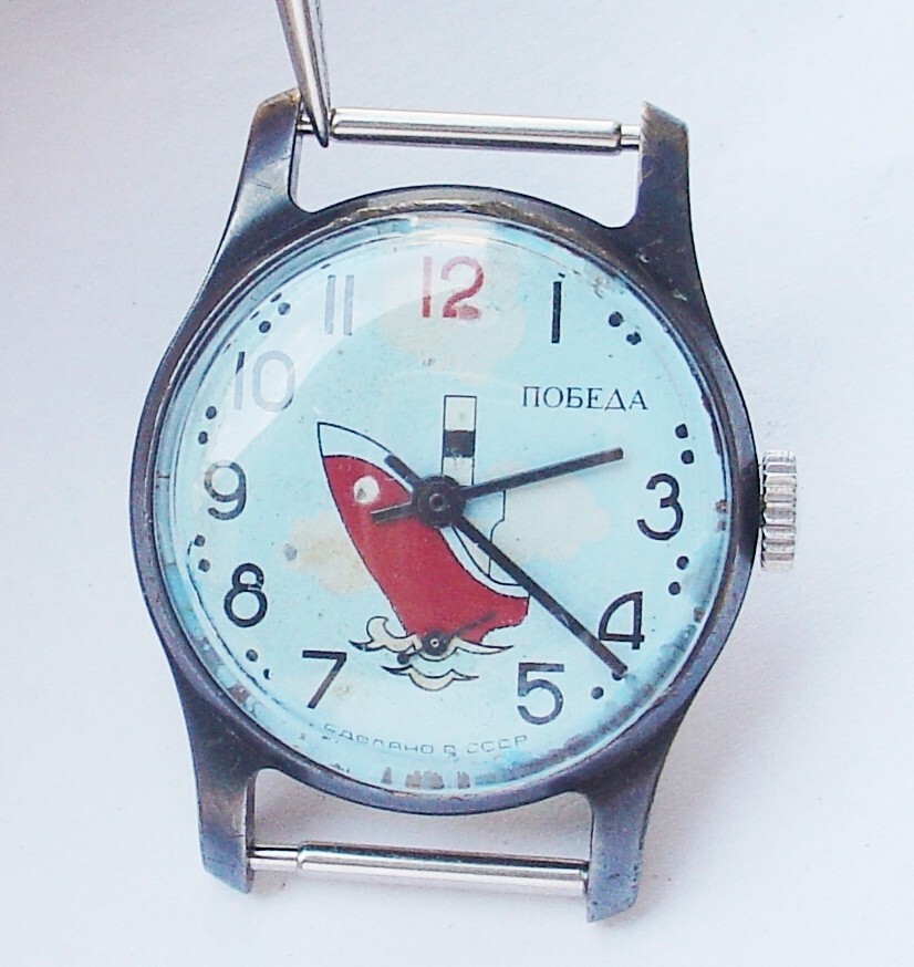 Rary Vintage Collectible Soviet POBEDA with SHIP watch 2602 USSR SERVICED
