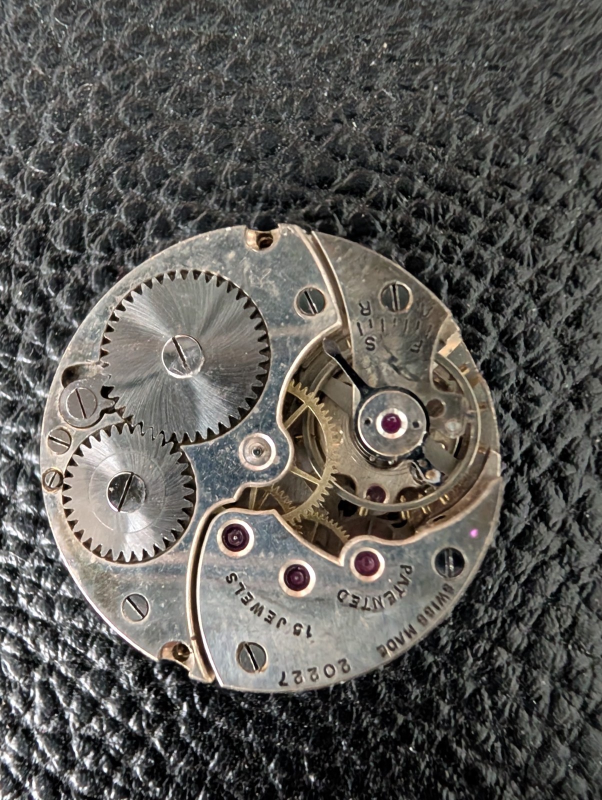 Vintage J.W. Benson London 15J Swiss Watch Movement 24mm Engine Turned Dial
